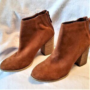 Urban Outfitters Ecote Suede Ankle Boots Stacked Heel Brown Tan Size 10